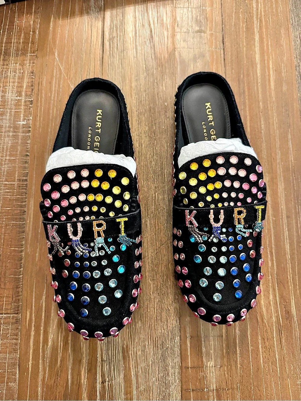 Kurt Geiger Kurt Crystal Slipper Crystal Embellished Mules Black US 9.5 New